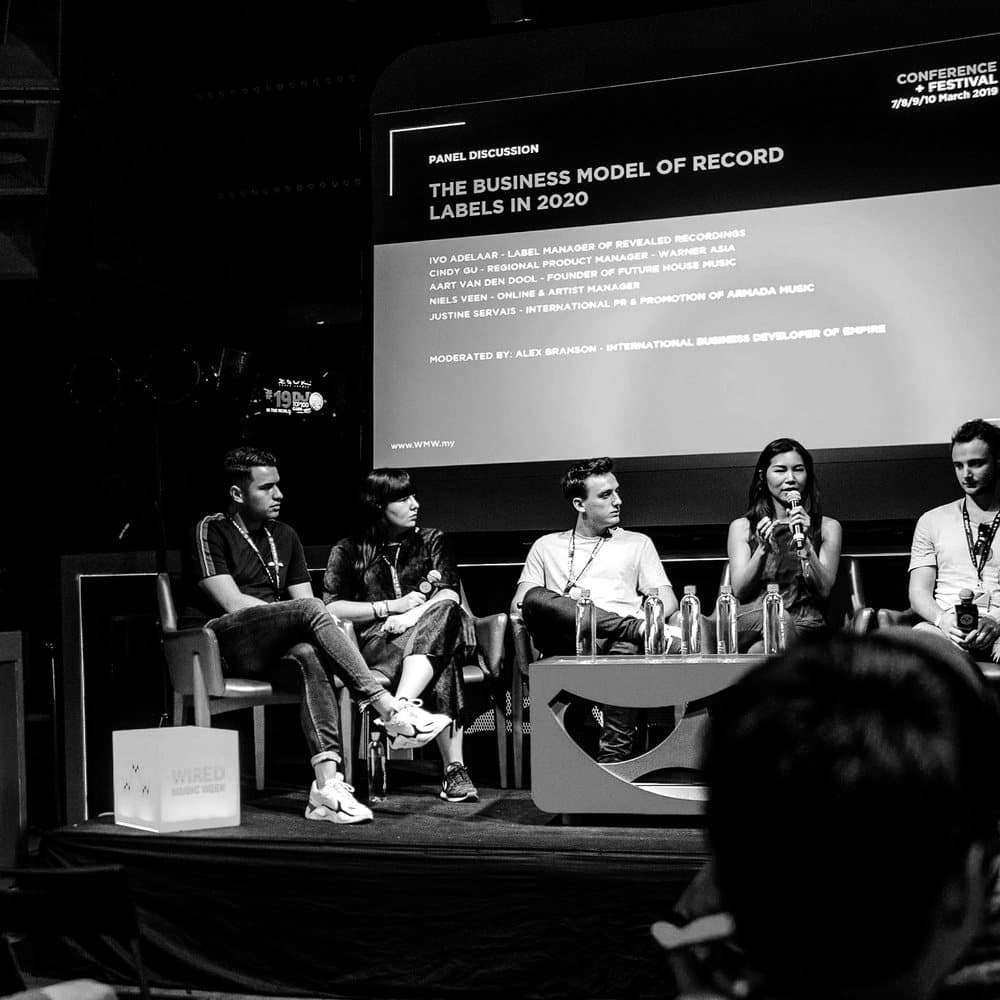 A panel in Kuala Lumpur discussing the business model of record labels